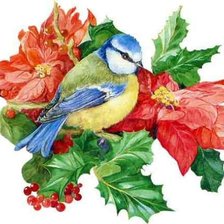 Схема вышивки «птица на цветах»