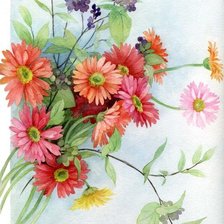 Оригинал схемы вышивки «Акварельные цветы» (№159050)