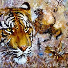 Схема вышивки «тигр гравюра - фреска»