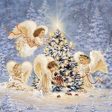 Схема вышивки «Рождественские ангелочки»