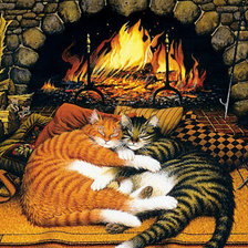 Схема вышивки «Коты у камина...»
