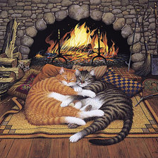 Схема вышивки «коты у камина (с орегинала картины Ч.Высоцкого)»