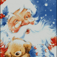 Схема вышивки «Дед Мороз и щенок»