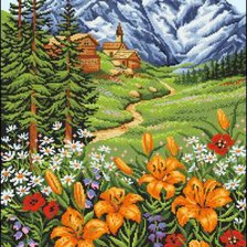 Схема вышивки «лилии в горах»