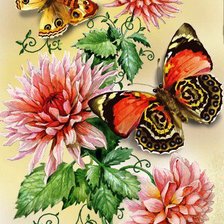 Оригинал схемы вышивки «Цветы и бабочки» (№185074)