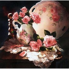 Схема вышивки «натюрморт, розовые розы»