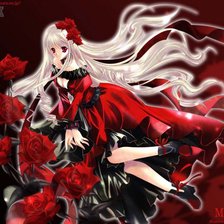 Схема вышивки «девушка в красном с розами»