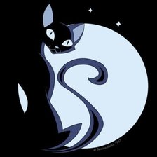 Оригинал схемы вышивки «Черная кошка в лунном свете. На подушку.» (№189322)