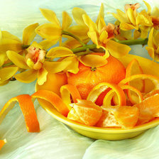 Схема вышивки «Цветы и мандарин»