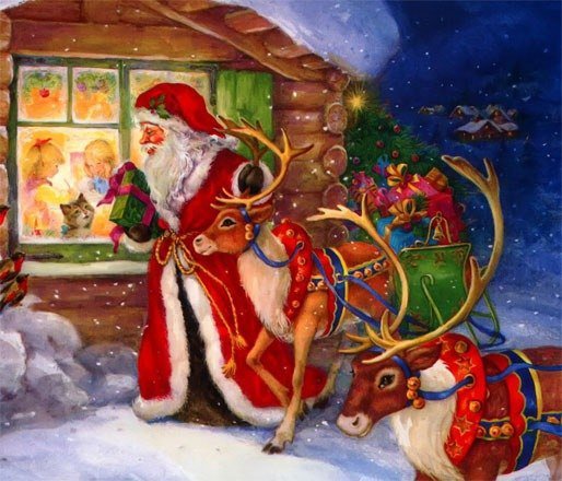 Новогоднее настроение - дед мороз, рождество, санта-клаус, сказка, животные, новый год - оригинал