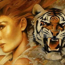 Схема вышивки «Артур Брагинский - ''Женщина и Тигр''»