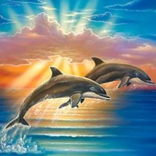 Схема вышивки «дельфины на закате»