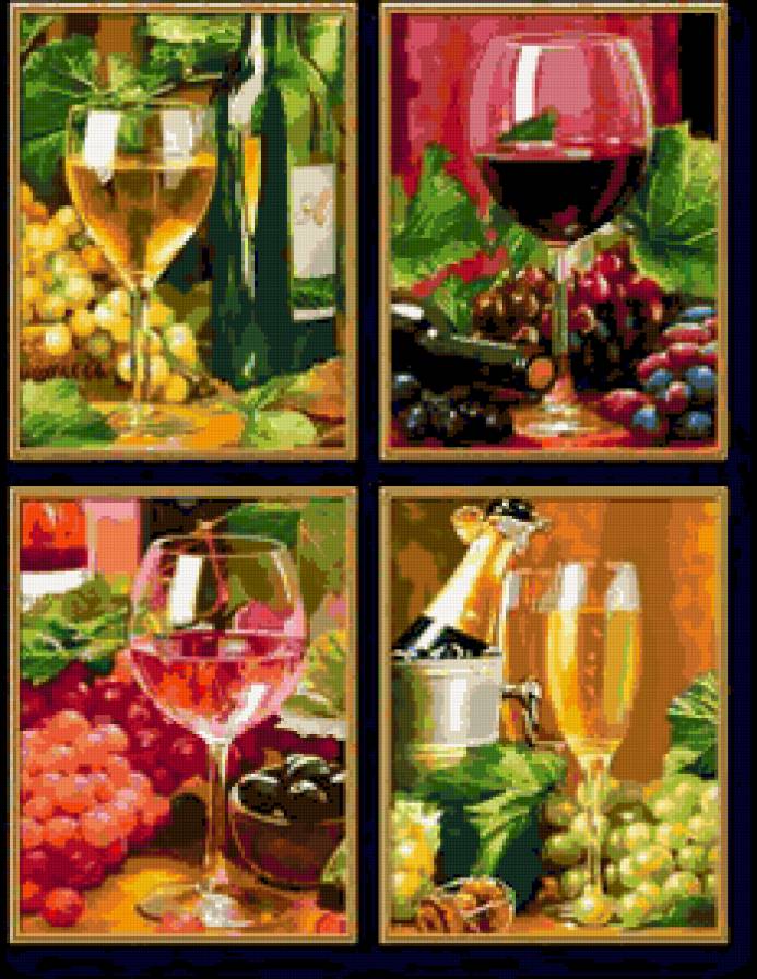 Вино и виноград - натюрморт, кухня, бокал, виноград, вино, на кухню, для кухни - предпросмотр