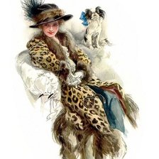 Оригинал схемы вышивки «Дама с собачкой» (№203402)