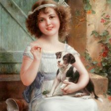 Схема вышивки «девочка с собачкой»