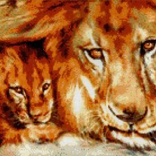 Схема вышивки «Лев и львенок»