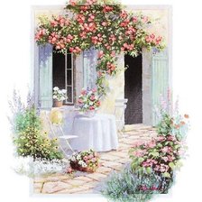 Схема вышивки «Цветочный дворик»