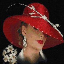 Оригинал схемы вышивки «Дама в красной шляпе» (№222699)