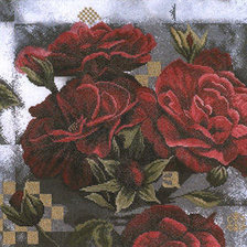 Оригинал схемы вышивки «Красные розы на темном» (№222941)