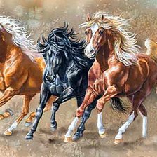 Оригинал схемы вышивки «Тройка лошадей» (№223564)