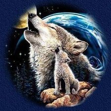 Оригинал схемы вышивки «Волчонок и волчица» (№227543)