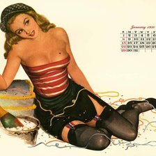 Оригинал схемы вышивки «Винтажный календарь. Январь.» (№227592)
