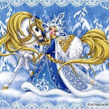 Схема вышивки «Снегурочка с лошадкой»