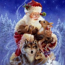 Оригинал схемы вышивки «Дед Мороз и лесные звери» (№231009)