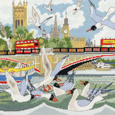 Схема вышивки «Лондон, Темза, чайки»