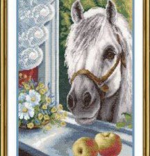 Схема вышивки «лошадка в окне»