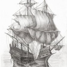 Схема вышивки «Корабль монохром»