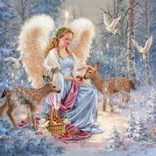 Схема вышивки «Ангел в зимнем лесу»