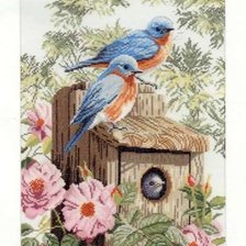 Схема вышивки «Синие птицы»
