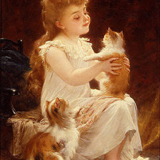 Схема вышивки «Девочка с котятами»