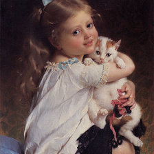 Схема вышивки «Девочка с котенком»