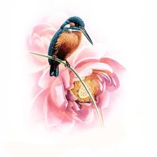 Оригинал схемы вышивки «птичка и цветок» (№253688)