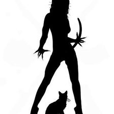 Схема вышивки «силуэт, девушка, кошка»