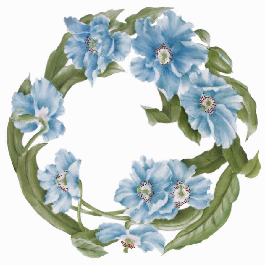 Подушка "Синие маки" - венок, мак, цветы - оригинал