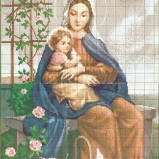 Схема вышивки «Пречистая Богородица с маленьким Исусиком»