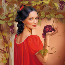 Схема вышивки «Девушка у винограда»