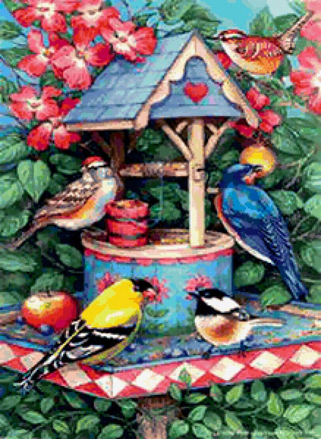 Серия "Птицы" - пейзаж, птицы, цветы - предпросмотр