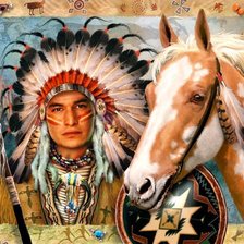 Схема вышивки «индеец и лошадка»
