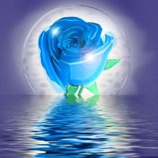Схема вышивки «Голубая роза на фоне океана»