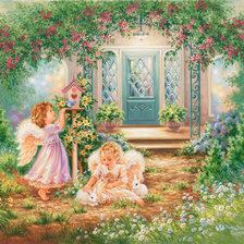 Схема вышивки «Ангелочки в саду»