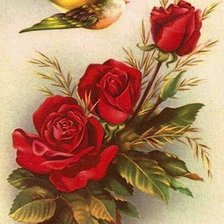 Оригинал схемы вышивки «роза и птица» (№265660)
