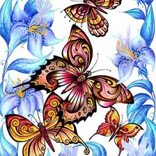 Оригинал схемы вышивки «Бабочки и цветы» (№269263)