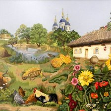 Оригинал схемы вышивки «Украинское село» (№271092)