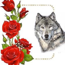 Схема вышивки «Волк у Розы»