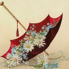 Схема вышивки «зонт и цветы»