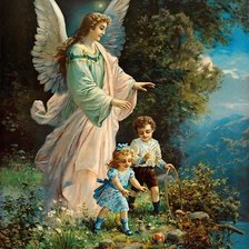 Оригинал схемы вышивки «Ангел и дети» (№283604)